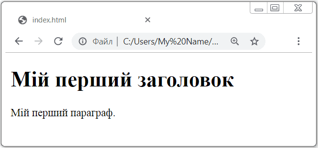 Вигляд HTML-сторінки в браузері