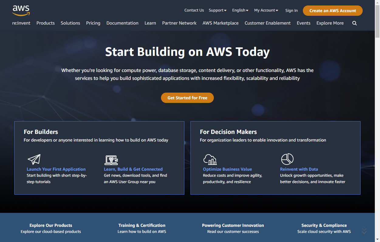 屏幕截图 AWS 指数