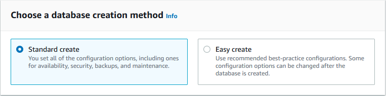 AWS RDS Creation method