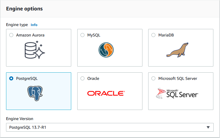 AWS RDS Engine options